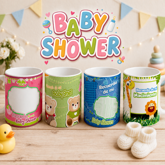 Plantillas para Tazas Baby Shower – Pack 9 plantillas-Diseños Profesionales para Sublimación