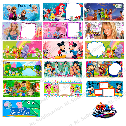 Plantillas Infantiles para Tazas | PNG Alta Resolución Pack 30 Plantillas