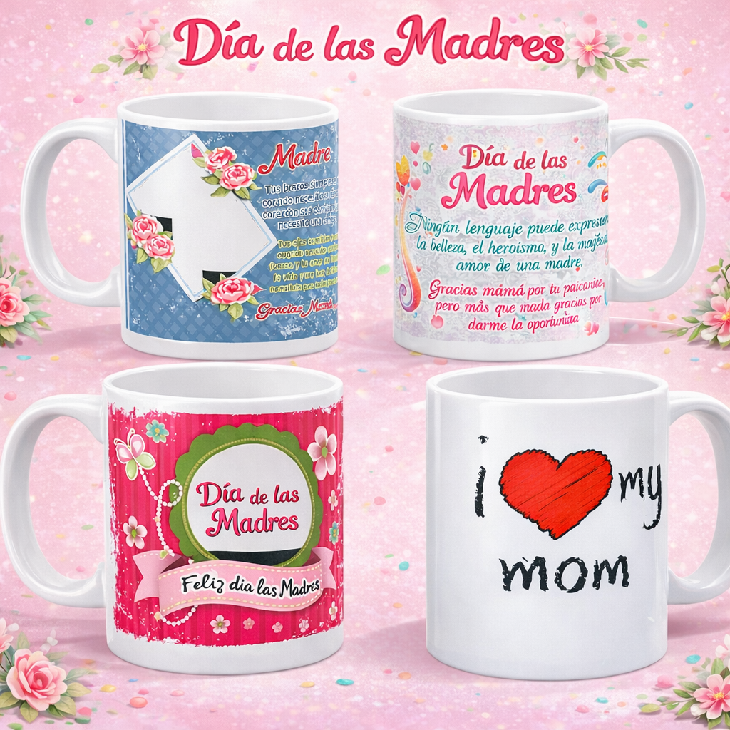 Plantillas para Tazas Día de las Madres Pack 8| Diseños Profesionales para Sublimación + Mockups + PSD