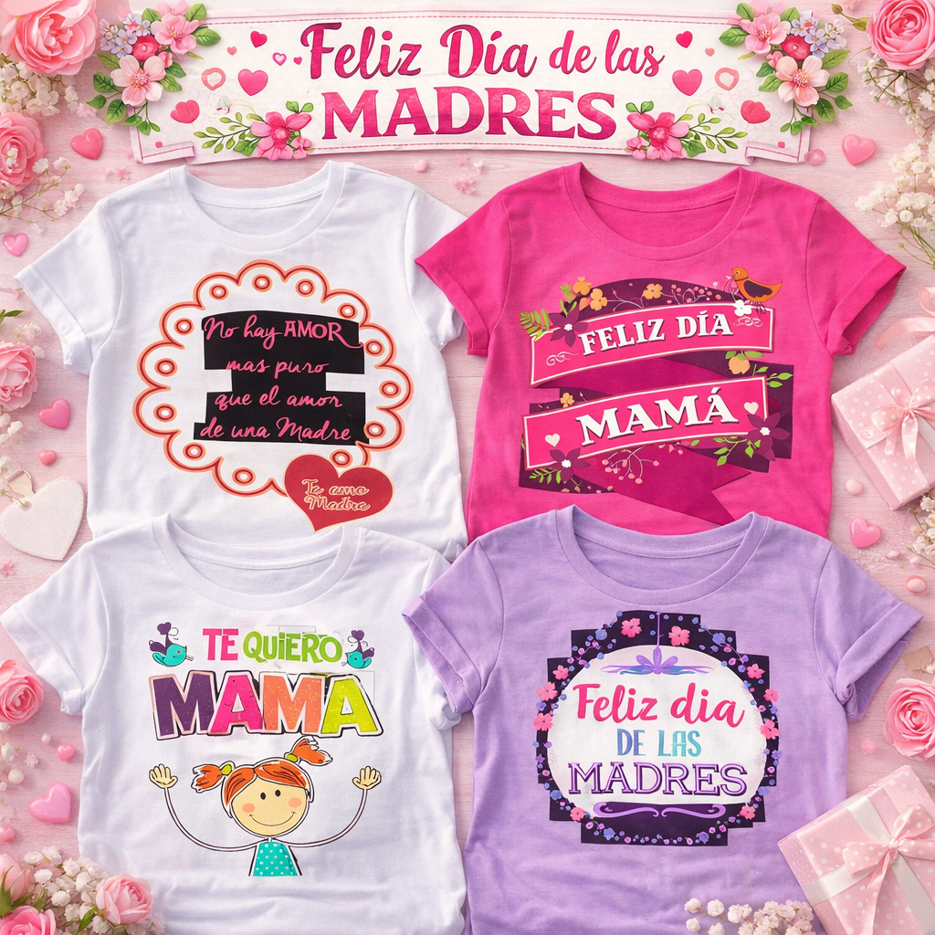Diseños para Playeras Día de las Madres Pack 10 Diseños – PNG + Fuentes + Mockups