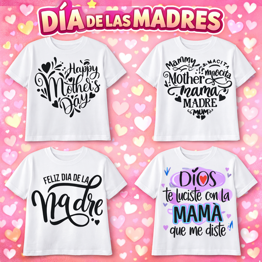 Pack de 22 Diseños Día de las Madres para Playeras – PNG + Mockups