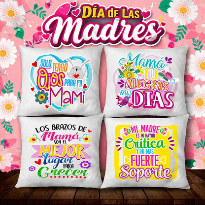 Pack de 5 Diseños para Cojines Día de las Madres – PNG, PDF y Mockups
