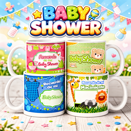 Plantillas para Tazas Baby Shower – Pack 9 plantillas-Diseños Profesionales para Sublimación