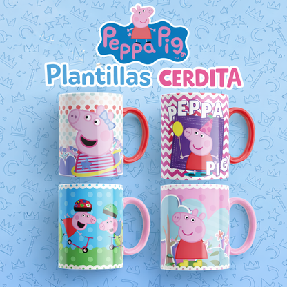 Pack de 10 Plantillas Cerdita para Tazas – Diseño Infantil para Sublimación