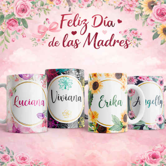 Diseños Florales para Mamá Pack 15 Plantillas de Tazas Personalizadas | Día de las Madres