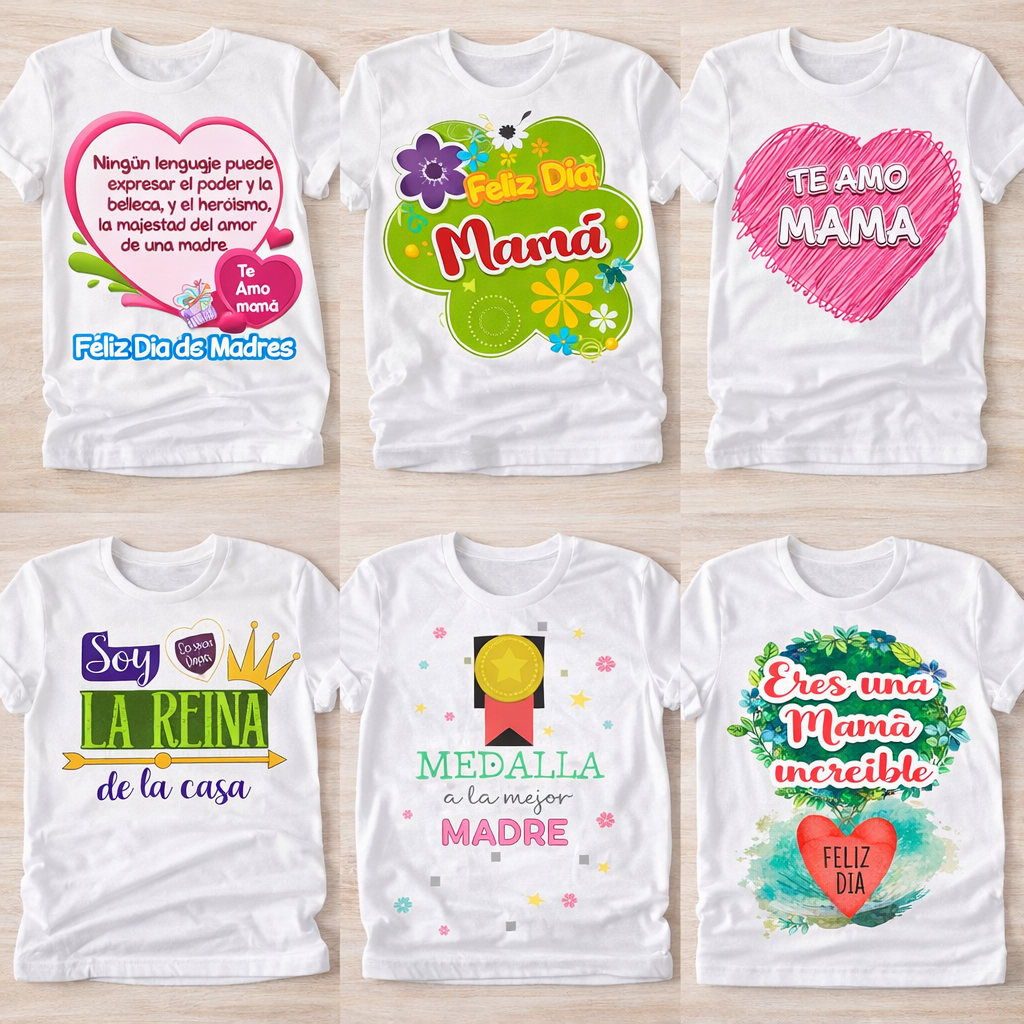 Diseños para Playeras – Día de las Madres | Pack 20 Diseños PNG Alta Resolución