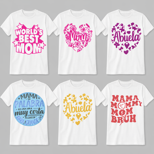 Pack de 22 Diseños Día de las Madres para Playeras – PNG + Mockups