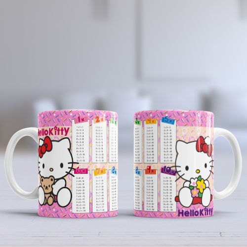 Plantillas para Tazas – Tablas de Multiplicar con Personajes | PNG + PSD + Mockup 12 plantillas