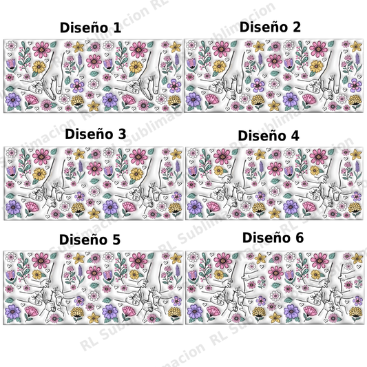 Plantilla Día de las Madres para Tazas – Diseño Floral con 6 Opciones de Manos de Hijos