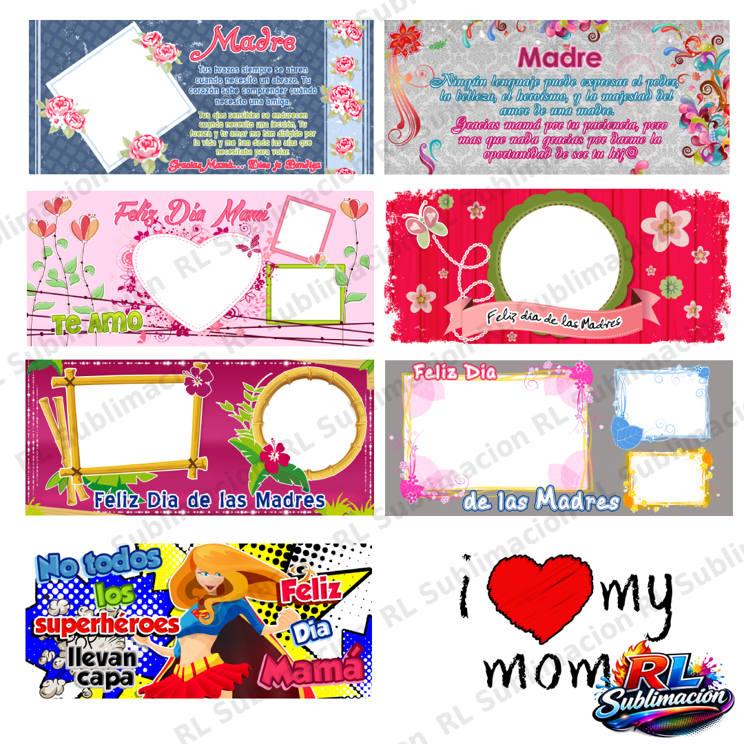 Plantillas para Tazas Día de las Madres Pack 8| Diseños Profesionales para Sublimación + Mockups + PSD