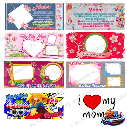 Plantillas para Tazas Día de las Madres Pack 8| Diseños Profesionales para Sublimación + Mockups + PSD
