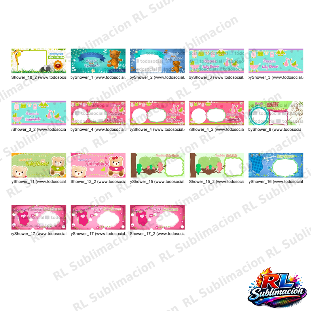 Plantillas para Tazas Baby Shower – Pack 9 plantillas-Diseños Profesionales para Sublimación