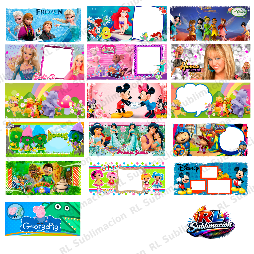 Plantillas Infantiles para Tazas | PNG Alta Resolución Pack 30 Plantillas